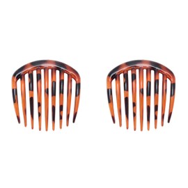 Ruwado 2 Pcs 9 Teeth Hair Side Comb 7.5 x 7.3 cm Vintage Twist Large French Clips Combs for Women Bridal Wedding Long Thick Thin Curly Hair Decoration (Dark Coffee)