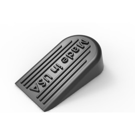 Rubber Door Stoppers for Bottom of Door Made in USA - Door Stop Wedge for Carpet, Tile, Concrete Floor, Heavy Duty for Commercial & Home - 2.1 x 1.3 x 4.3 Inches - Black, 4 Pack