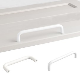 Pack of 4 Furniture Handles, Diameter 10 mm, Pull Handles for Kitchen Cabinet Doors, Cupboard Handles, Lever Handles Made of Drawer Handles, Bright White Door Handles