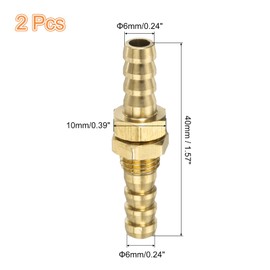 sourcing map 2 Pcs Brass Hose Barb Fitting Straight Connector Coupler, 1/4" ID Brass Fitting Air Hose Fittings Small for Connecting Water Fuel Air, Oil Hoses Gold
