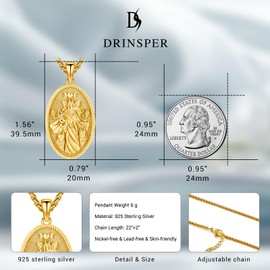 DRINSPER Hecate Necklace 925 Sterling Silver Goddess Witches Magic Hekate Pendant Necklace Ancient Greek Mythology Night of Hekate Ancient Origins Goddess Witchcraft Moon Amulet Jewelry for Women Men