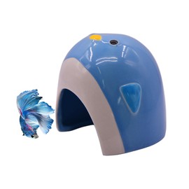 AnRui Ceramic Aquarium Decorations Cute Penguin Fish Tank Hideout Cave Aquarium Accessories Decor Ornaments for Cichlid, Small Fish, Shrimp to Play Hide Breed Habitat, Blue