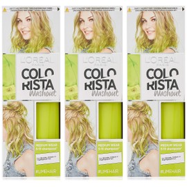 L'Oreal Paris Colorista Wash Out Neon Semi-Permanent Hair Dye, Lime Green, 80 ml, Pack of 3