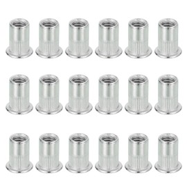 sourcing map 18Pcs 1/4-20 Rivet Nut 304 Stainless Steel Rivet Nut Tool Hardware Nuts Suitable for Furniture, Decoration in Nuts Bolt Fastener, Silver