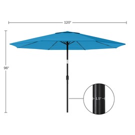 Pure Garden Patio Umbrella with Lights - 10 ft Outdoor Sun Shade Canopy with 32 Solar LEDs - UV 30+ Protection LED Umbrella (Bright Blue)
