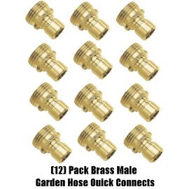 Green Thumb  30022 Solid Brass Male Garden Hose Quick Connects - 12 Pack