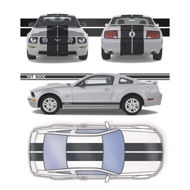 GT 500 Dual 11" Racing Stripes Air Release Self Healing Vinyl fits Ford Mustang 2005 to 2009
