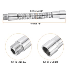 PATIKIL 6 Inch Microphone Gooseneck 5/8-27 Thread Metal Universal Hose Flexible Arm Gooseneck Pipe Extension for Multifunction DIY Silver Tone