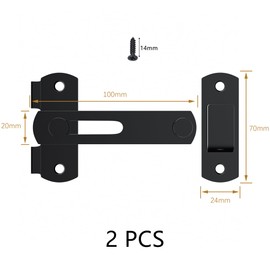 2 PCS Stainless Steel Black Door Lock,Safety Door Latch,Flip Latch for Door and Window