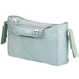 Tiny Twinkle Universal Stroller Organizer with Shoulder Strap, Fits for Stroller like Uppababy, Baby Jogger, Britax, BOB, Umbrella and Pet Stroller（Sage Checkers）