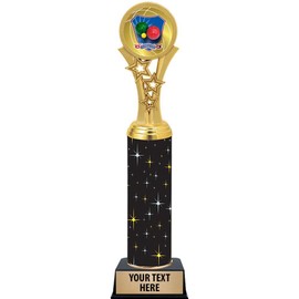 Crown Awards Bocce Ball Trophies, 11" Black Midnight Bocce Ball Trophy, Customize Now