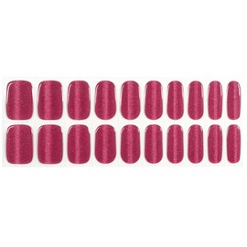 Wilana Gel Nail Stickers - Long-Lasting Semi-Cured Gel Nail Strips - Dark Pink Velvet Magnetic Glitter (Berry Luxe)