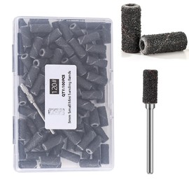 ERUIKA ERUIKA 100pcs Nail Drill Bits Small Sanding Bands with Upgrade 3.1mm Mandrel Bit, 120 Medium Grit Nail File Sanding Bands for Acrylic Nails Gel Removing Shaping Manicures and Pedicure(Black, 120 Grit)