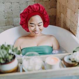 minkissy 2sets Elastic Wide Rim Sleeping Hat Hair Bonnet Satin Bonnet Women's Hair Bonnet Sleep Hat 3pcs*2