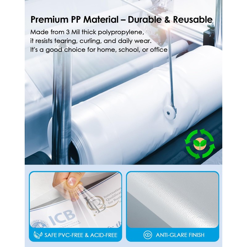 KTRIO 50 Pack Sheet Protectors for 3 Ring Binder, Non