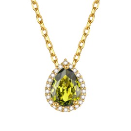 Sparkling Cubic Zirconia Necklace for Women, Gold Plated August Birthstone Jewellery, Stainless Steel Birth Month Necklaces for Mum