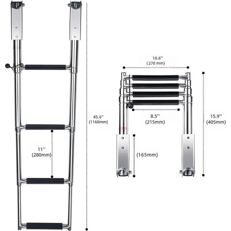 [United States ] Boat Telescopic 4 Step Ladder,Stainless Steel Swim