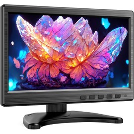 Miktver 10.1 inch Security Monitor, 1024x600 LCD Small Video Monitors with HDMI VGA BNC RCA Interfaces Mini NVR CCTV Monitor for Home, Office, Warehouse Surveillance