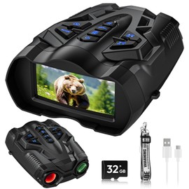 WISHBETY Night Vision Goggles,4K Night Vision Binoculars for Adults,3.5 Inch Screen,9 Levels IR Mode and 10X Digital Zoom for Outdoor Enthusiasts and Animal Watchers,32GB TF Card for Photos and Videos