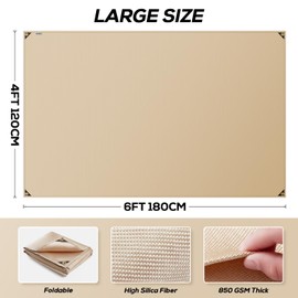 Heavy Duty Fiberglass Welding Blanket, Heat Resistant Blanket with Brass Grommets, Multi-Purpose Welding Mat for Grill, Smoker, Camping, Industrial Use (4x6 ft)