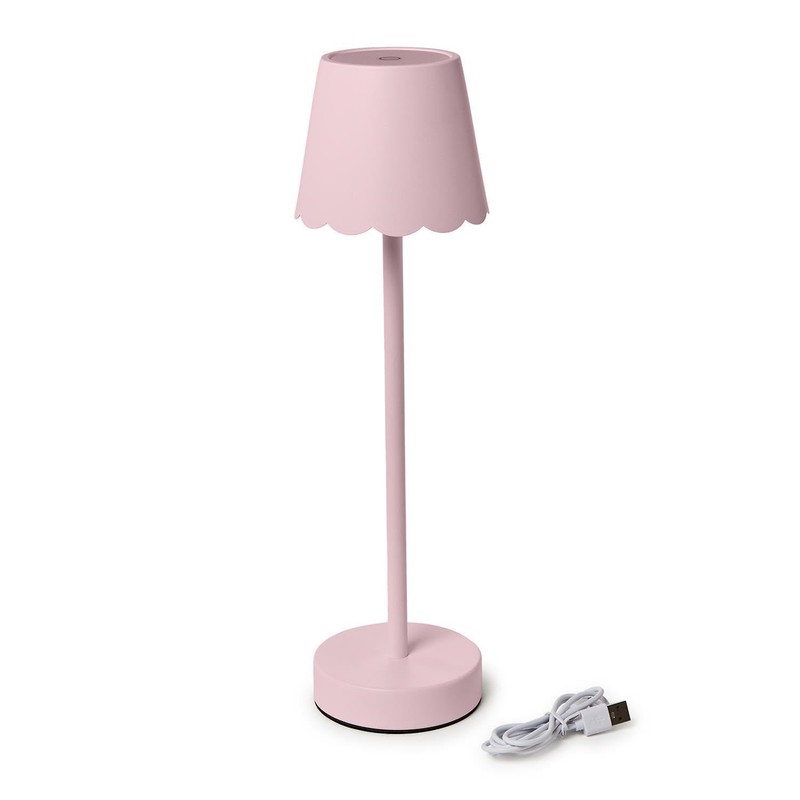 Two's Company Scalloped Edge Shade LED Cordless Table Lamp, 14-Inch,