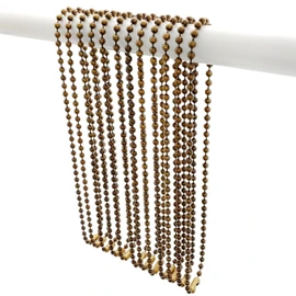 Antique Brass Shower Curtain Hooks, 27 Inch Ball Chain Design, 12 Pack Rust-Resistant Metal Curtain Rings for Bathroom Rods, Heavy Duty 4.5mm Shower Curtain Hangers
