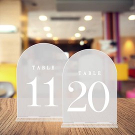 10 PCS Clear Acrylic Wedding Table Numbers with Stands 11-20, Arch Table Numbers 5x7 Inch Acrylic Signs and Holders for Wedding, Centerpiece, Reception, Decoration, Party, Event (Arch 11-20)