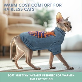 The Cat Ladies Sphynx Cat Sweater - Comfortable and Stylish Kitty Sweaters for Cats Only - Warm Cat Apparel Supplies - Shirt Designed for Hairless Cats - Sphynx Cat Clothes - L