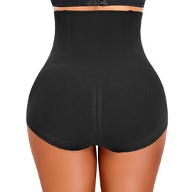Werena Tummy Control Shapewear Panties For Women Seamless High Waist Shaping Body Shaper Girdle Underwear (#607 Black-A,Medium)