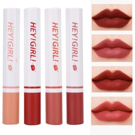 4 Unids/set Conjunto de Lápiz Labial Forma de Cigarrillo Mate Largo Duradero Maquillaje de Labios que No Se Decolora Cosmético