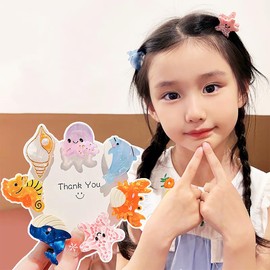 AIEDE Sea Octopus, Whale, Crab,Star Fish Small Hair Claw Clips for Women Girls Mini Ocean Hair Clip Hair Accessories 4pcs