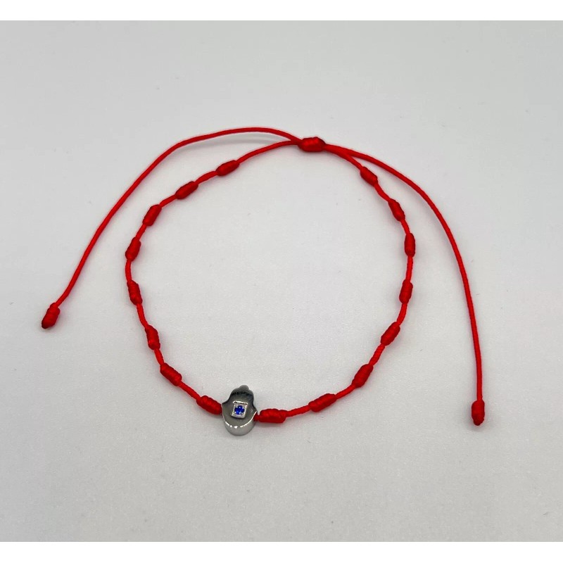 Trendy Red String Bracelet with Knots and a Small Hamsa