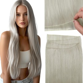 Loxxy Genius Weft Hair Extensions Real Human Hair 18inch Grey Sew in Extensions Real Human Hair Extensions Natural Hair Genius Weft for Short Hair One Piece