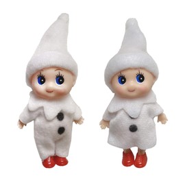 MORAINJAY 2pk Christmas Baby Elf Doll,White Mini Xmas Baby Elves for Girls,Christmas Tiny Elf Baby Doll,Accessories Baby Twins Xmas Tradition Novelty Toys for Xmas New Year Gifts Stocking Stuffers