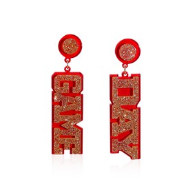 Colorful Acrylic Game Day Drop Dangle Earrings Glitter for Football Lover Sports Team Supports Accessories-F