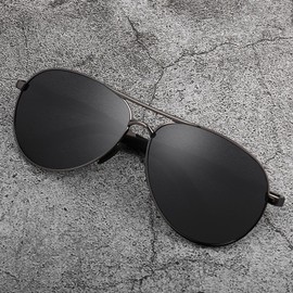 MXNXEU Sunglasses Men Women Driver's Glasses Polarised Sunglasses Unisex Outdoor Classic Sunglasses, Black lens, grey frame