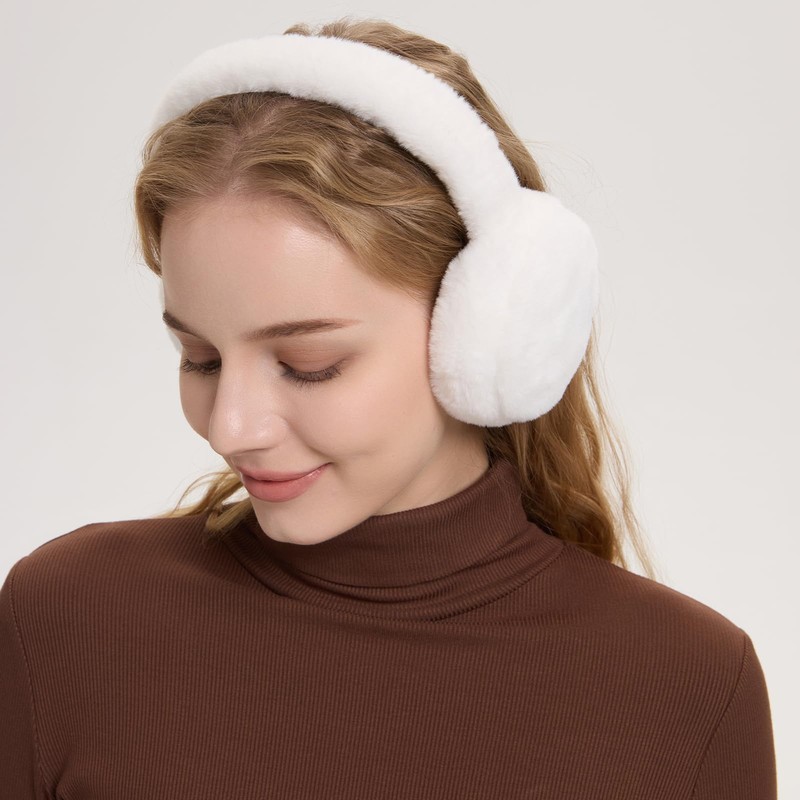 RANOME Fluffy Ear Muffs Winter Women Foldable Fuzzy Earmuffs for