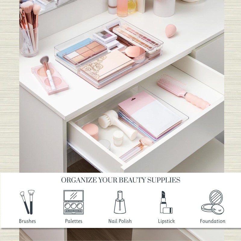 STORi SimpleSort 2-Piece Stackable Clear Drawer Organizer Set | 15"