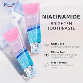 Hotluck Smile Niacinamide  - Whitening, Fresh Breath, Gum Repair, Stain & Tartar Removal,  Mint 3.53oz (Pack of 1) - Gentle & Deep Clean hydroxyapatite toothpaste niacinamide toothpaste - Specification: 2-Tube (Peach and lemon flavor, whitens teeth  )