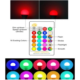 OMTO RGBW Color Changing LED Light Bulbs, A19 E26 Screw Base IR Remote Control Dimmable with Memory Function 60W Equivalent for Home Decoration Stage Bar Party (RGB+Daily Lighting, 2-Pack)