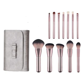 Brochas para Maquillaje FFlion Set Brochas para Maquillaje Profesional Pelo Natural para Maquillaje Brochas para sombra de Ojos y Rostro Regalo Ideal (12x, Oro Rosa)