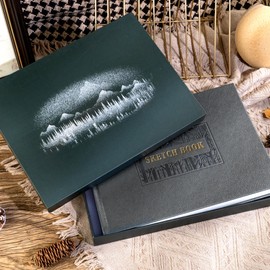 CAGIE Hardcover Sketch Book for Drawing, Art Paper Sketchbook 185 GSM, 11.7" x 8.9" Large Sketchbook with Thick Paper Sketchbook for Artist Drawing, Boxed for Gifts, 60 Sheets, Grey