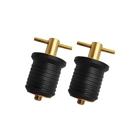Forieru Premium 2-Pack Brass T-Handle Drain Plugs, Durable 1-Inch Marine Boat Sealant, Ideal for Yachts & Kayaks - Easy Twist Lock Mechanism