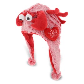DolliBu I LOVE YOU Valentine Plush Red Lobster Hat - Cute Stuffed Animal with Red Heart And Name Personalization Gift For Valentines Day, Birthday, Anniversary, Romantic Date - 15 Inches
