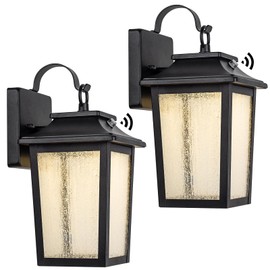 LED Dusk to Dawn Outdoor Lighting - 2 Packs Outdoor Wall Lights for House, 13W 3000K LED Outside Porch Lantern, Black Exterior Wall Sconce for Garage Doorway Garden, 100% Waterproof Anti-Rust