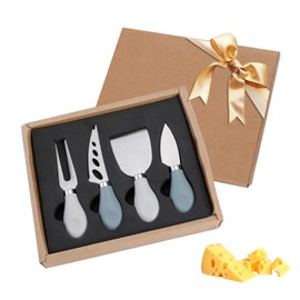 4-Piece Cheese Knife Set Cheese Knives Cutter Fork Spreading Knife for Charcuterie Boards Cutlery Gift Set Collection