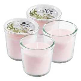 Ikea Candle, Set of 4 - LUGNARE Light Pink, Jasmine & Lily, 20 Hours Each - Glass Jars