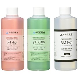 Apella Instruments pH Standard Solution Set, Electrode Storage Solution Included, Colored Calibration Soluid, pH 4.01/6.86/Comparison Electrode Inner Liquid, 8.5 fl oz (250 ml) Each