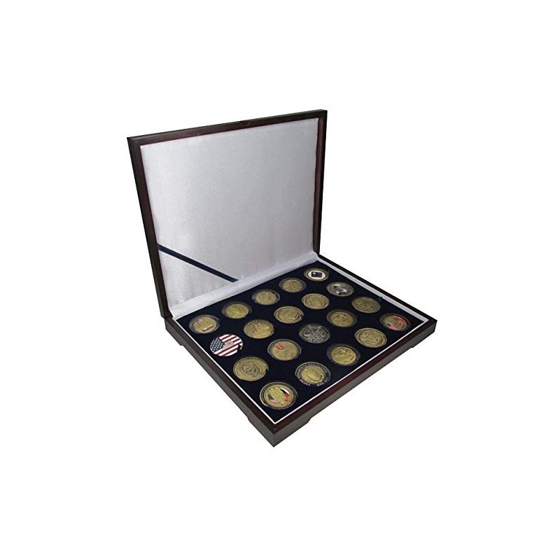 Wood Display Box for Twenty Large Capsule/Challenge Coins