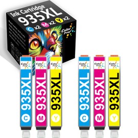 Color Print Compatible 935XL Ink Cartridge Combo Pack Replacement for HP 934 935 Color Ink for Office-Jet 6220 6800 6810 6812 6815 6820 6822 6825 Pro 6230 6830 6835 6836 Printers (6-Pack, 2C2M2Y)